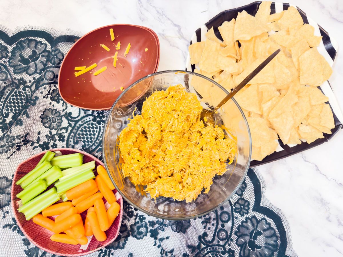 blended chicken dip in bowl