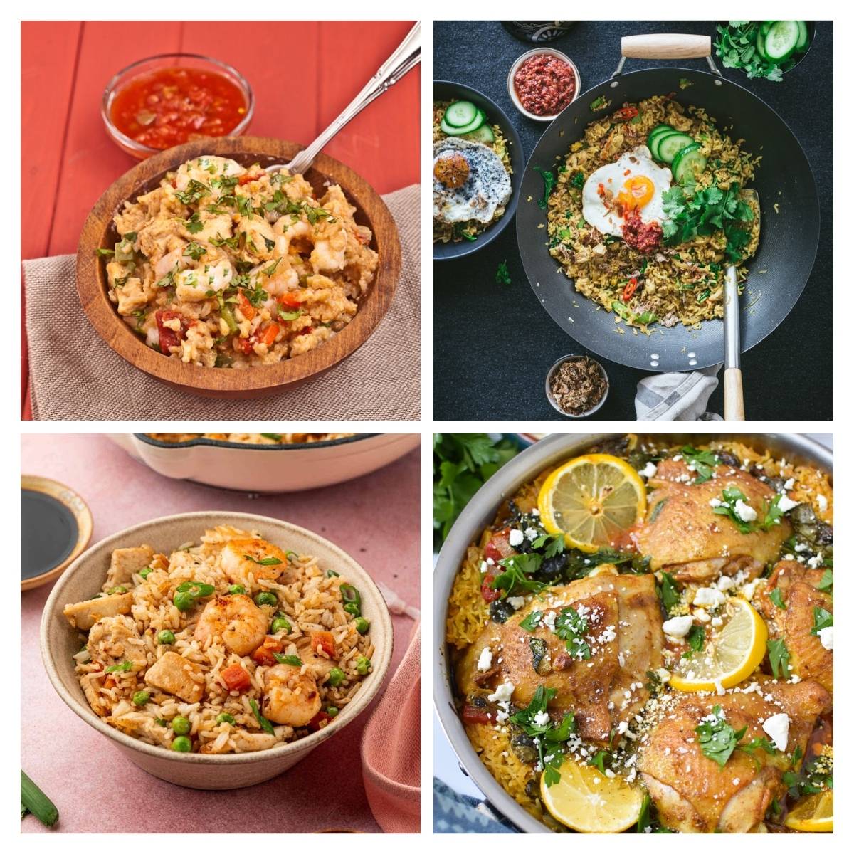 chicken and rice recipes collage