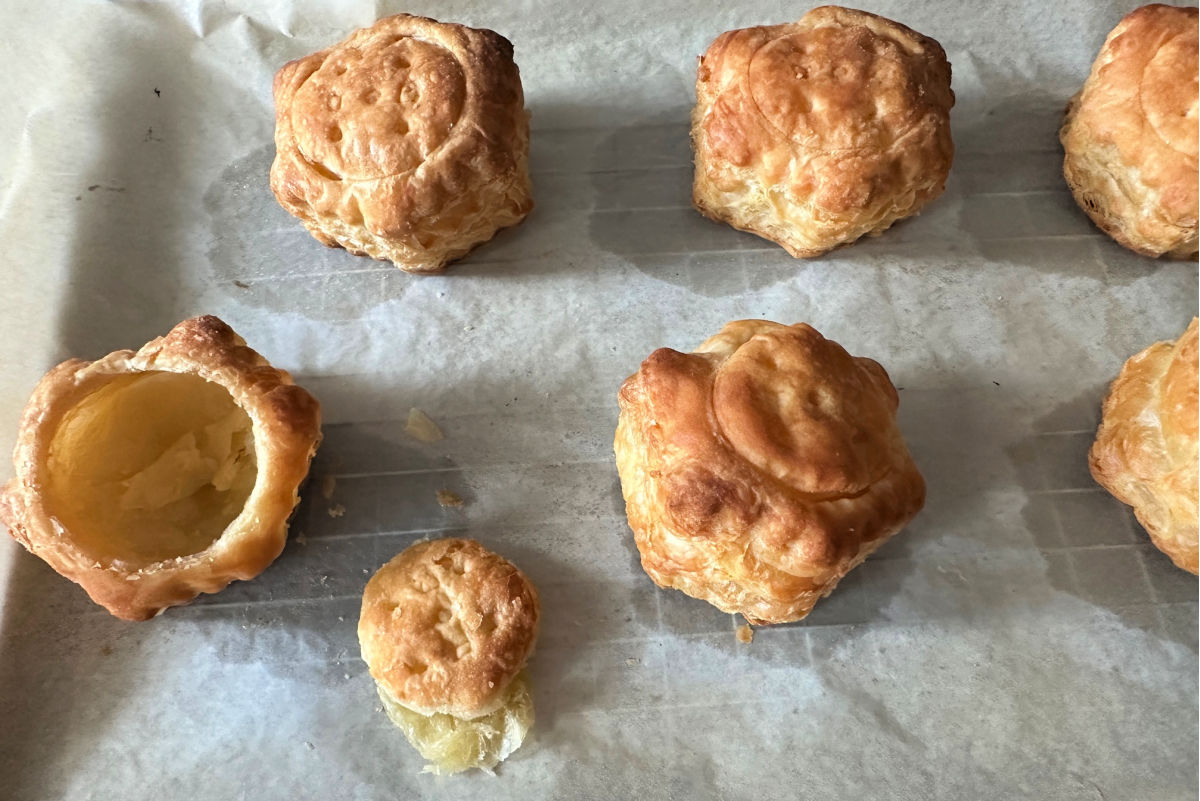 cooked puff pastry for individual charcuterie