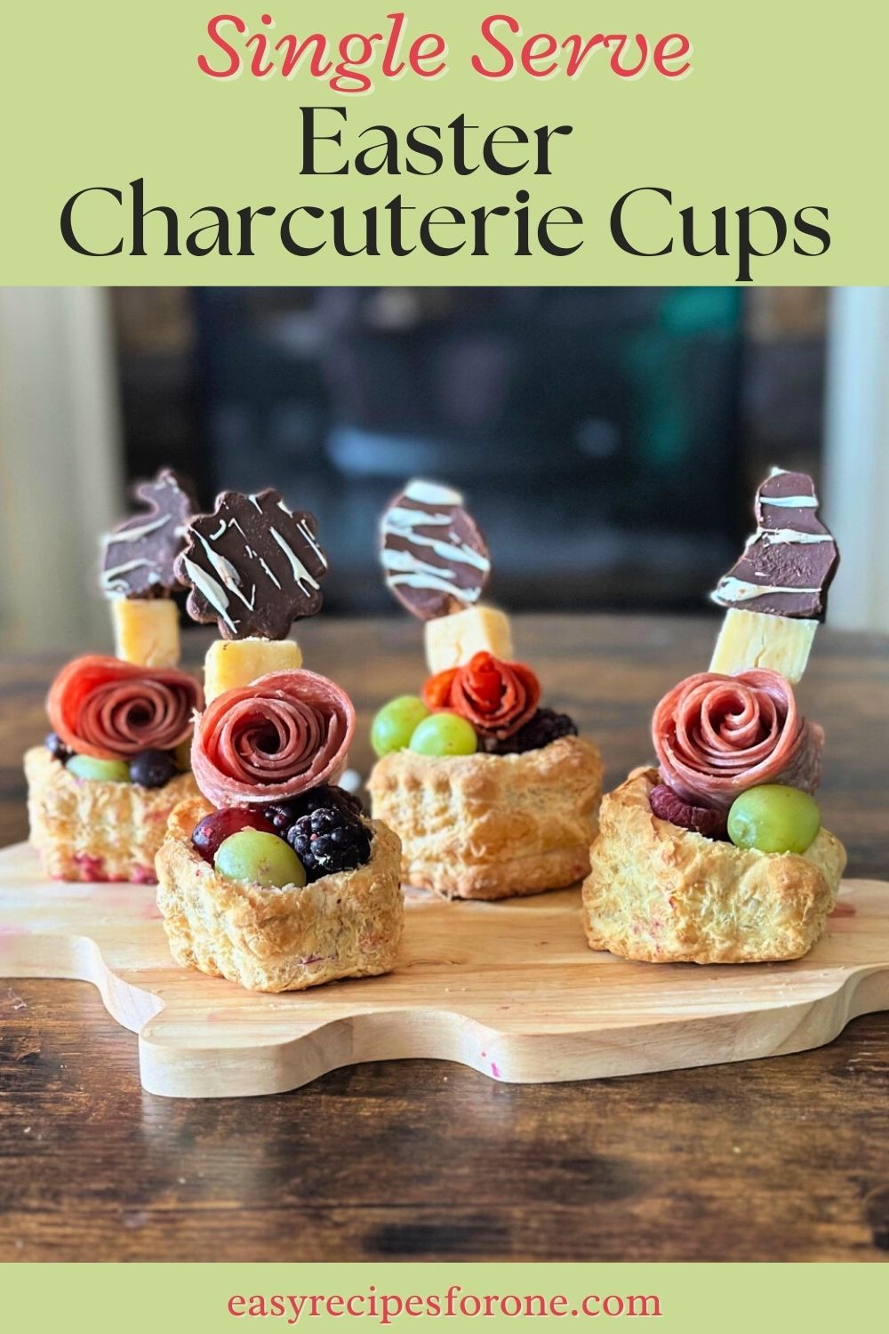 Easter charcuterie cups with homemade chocolates