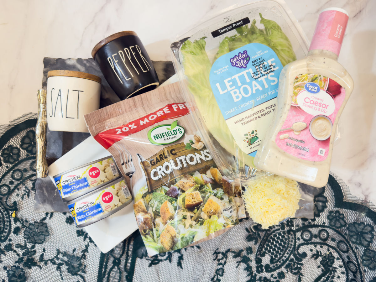 ingredients for chicken caesar lettuce boats