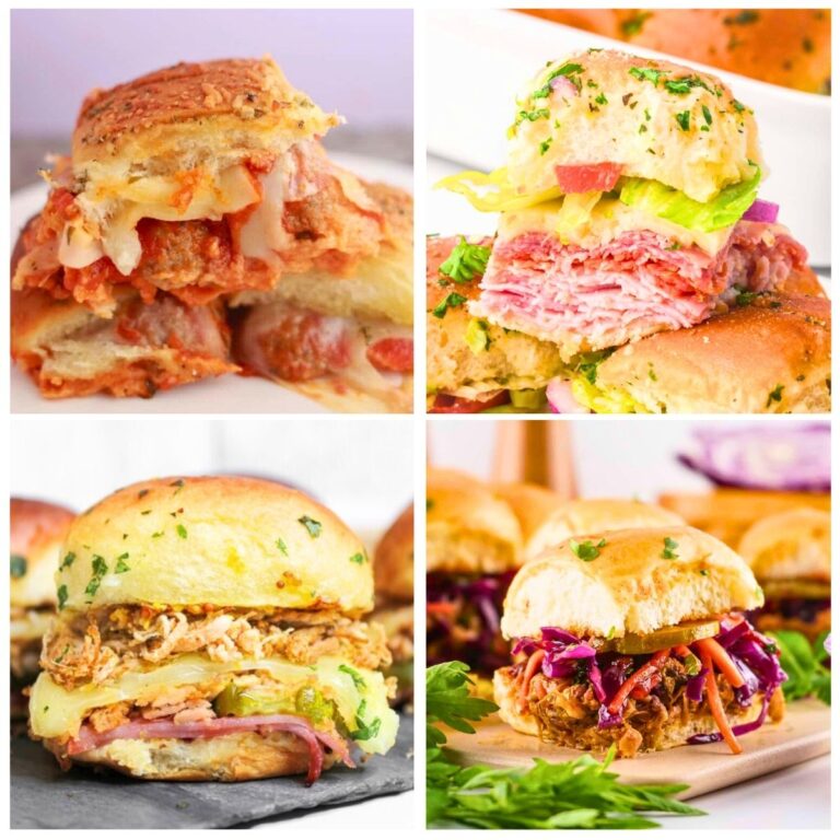 4 image collage Easy Sliders with Hawaiian Rolls