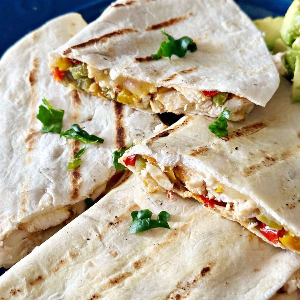 top view of low carb chicken quesadilla