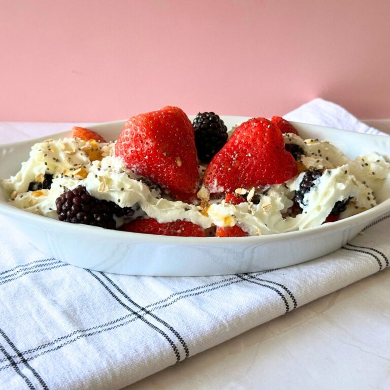 yogurt banana split top view with fruit
