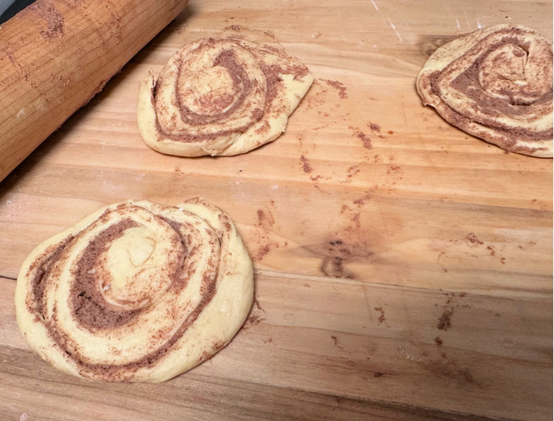 pumpkin cinnamon rolls rolled out