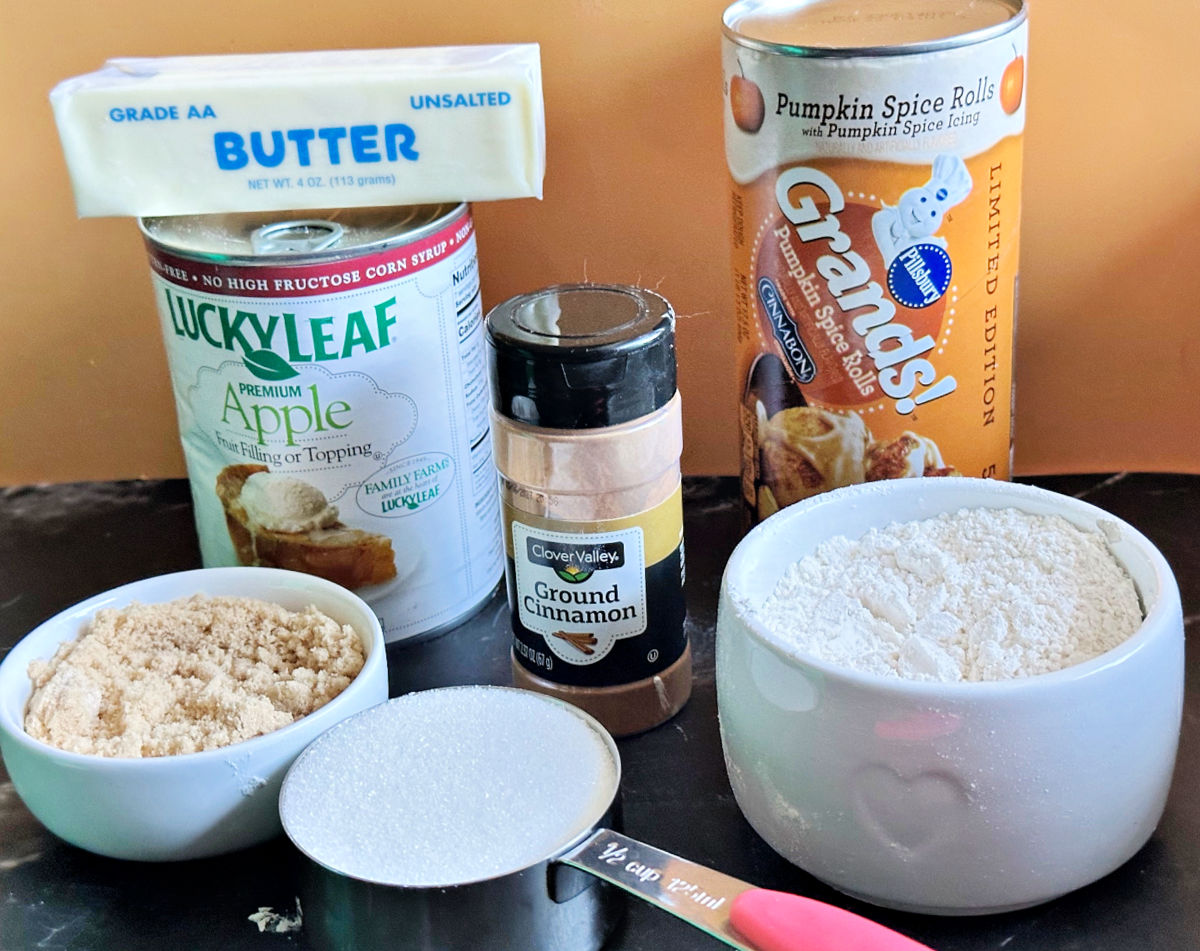 ingredients for Apple Pie Cinnamon Roll Muffins