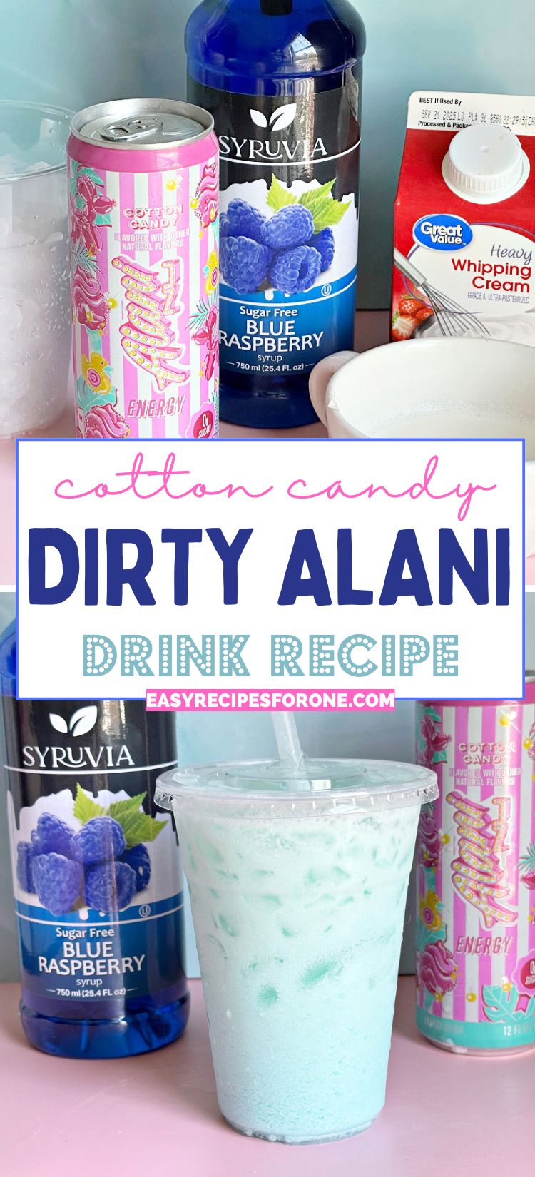 alani cotton candy dirty drink recipe collage