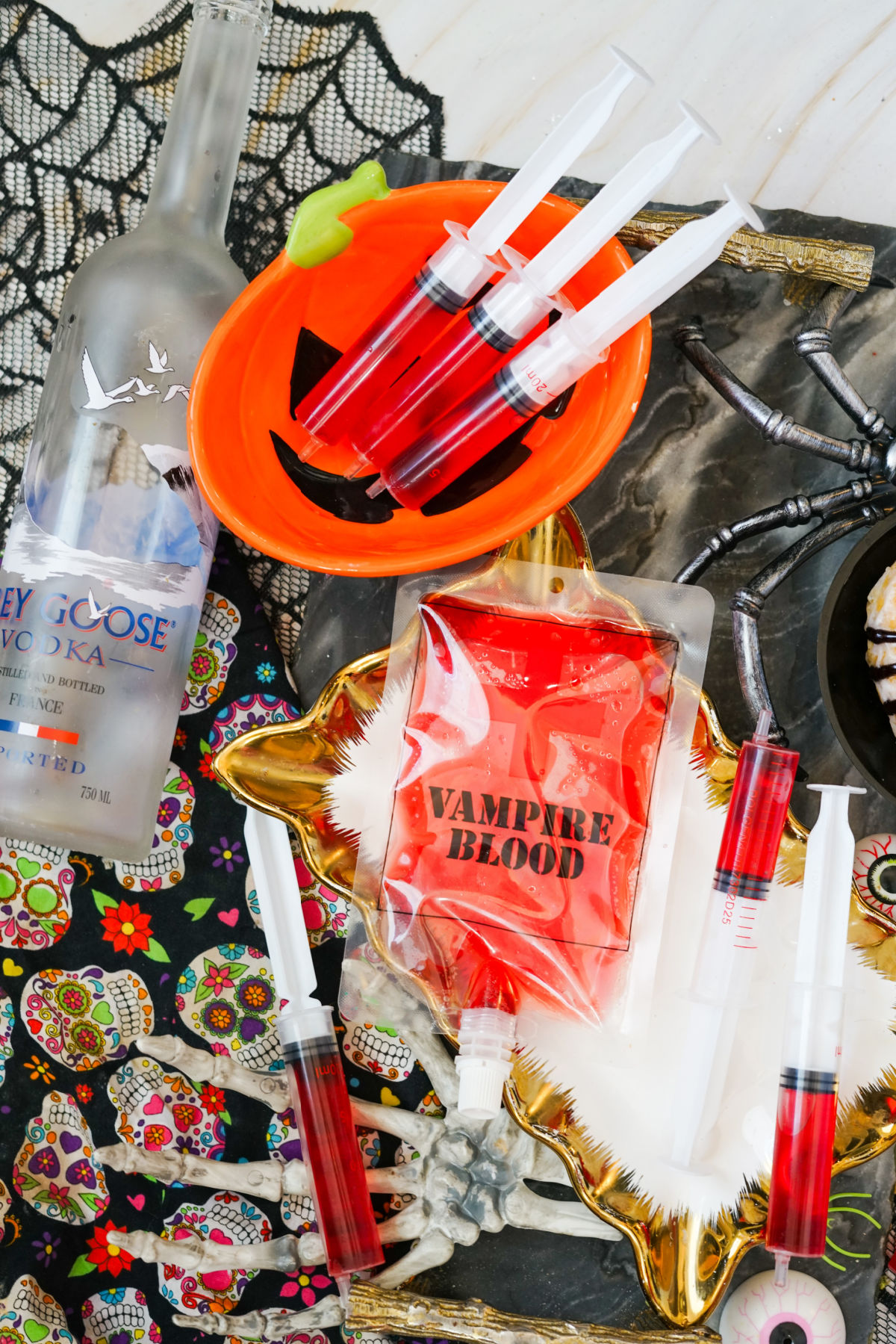 vampire blood jello shots top view