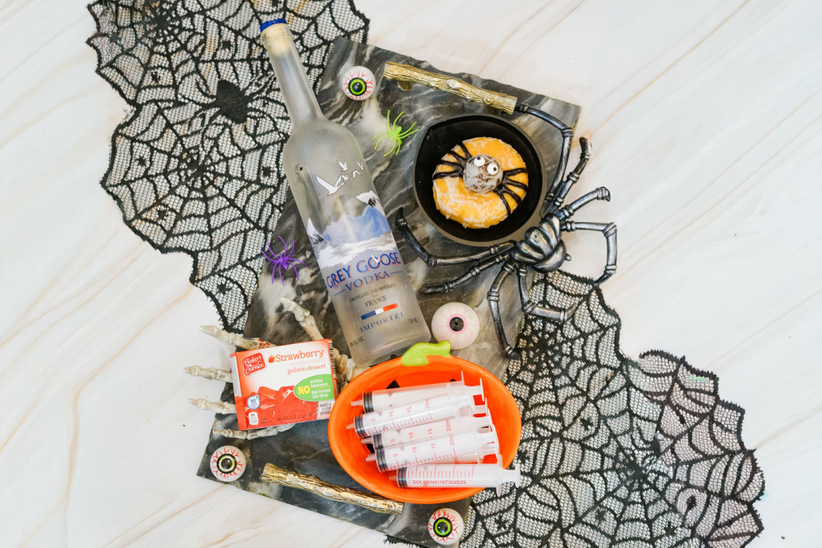 ingredients for Halloween syringes jello shots