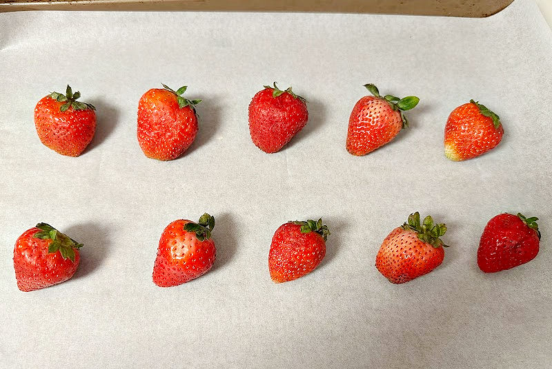 strawberries on sheet pan