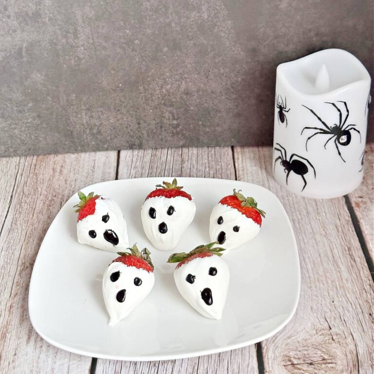 Ghost Strawberries on white plate