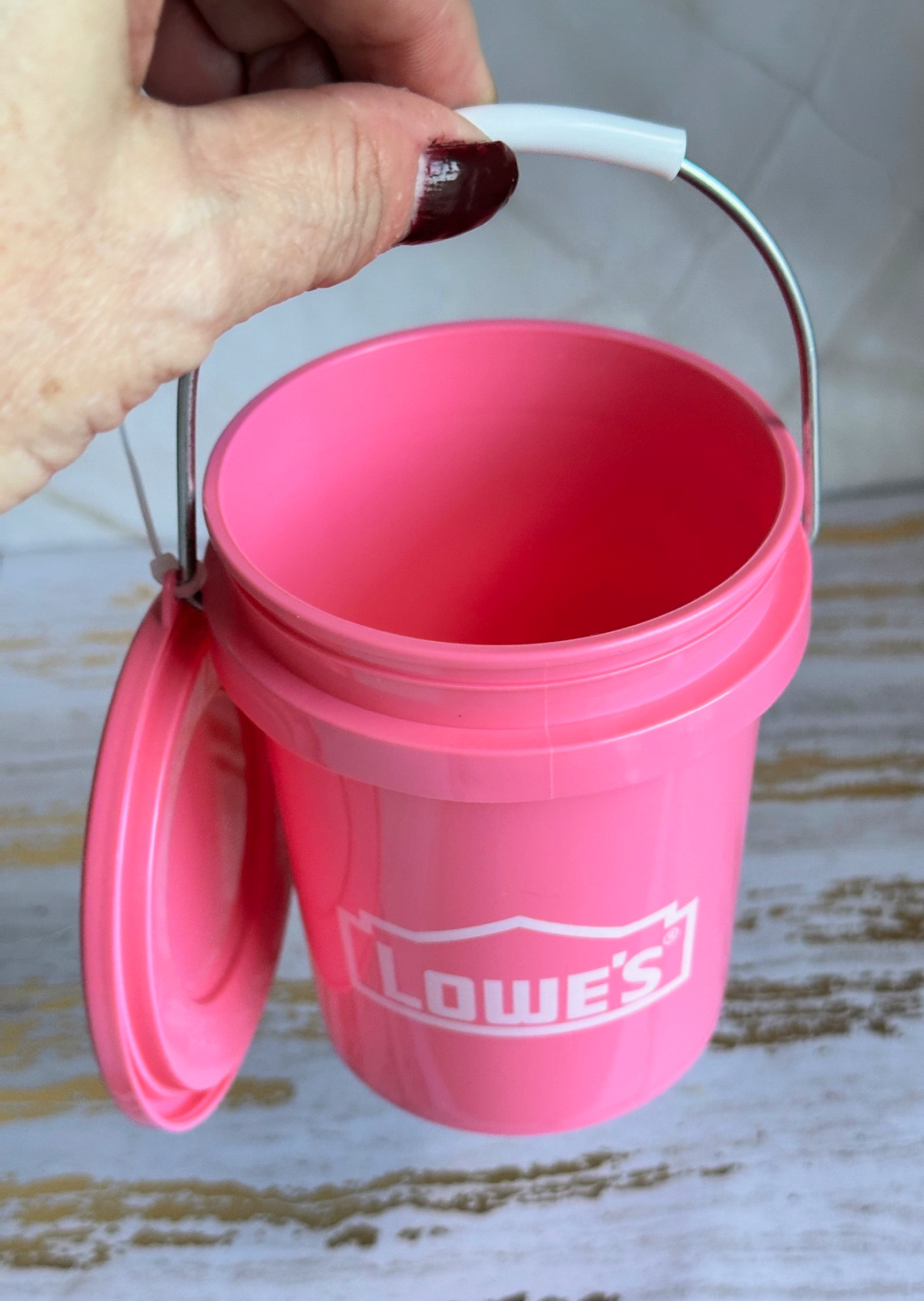 pink lowes mini bucket with lid