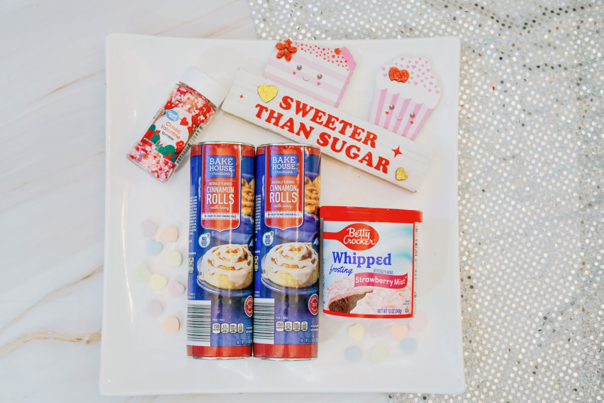 ingredients for heart shape cinnamon rolls