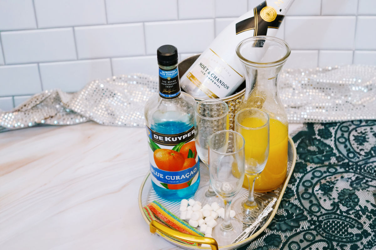 ingredients for St Patrick's Day mimosas